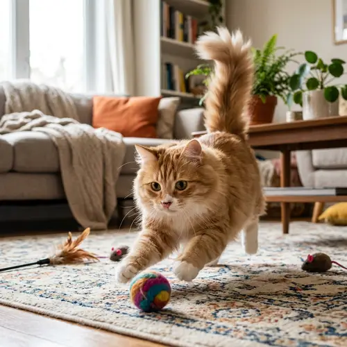 Charming Domestic Cat with Fluffy Fur | Playful and Curious