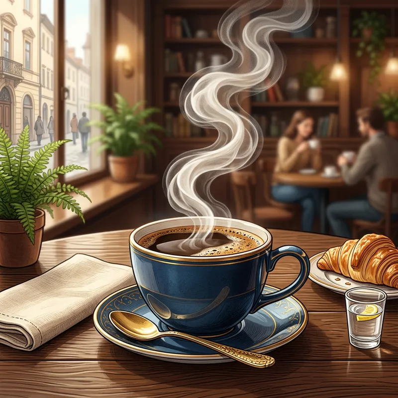 Elegant Steaming Cup of Coffee Illustration