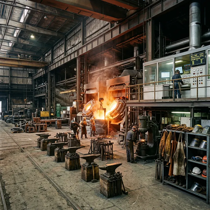 Industrial Foundry Hangar: Steel & Heat