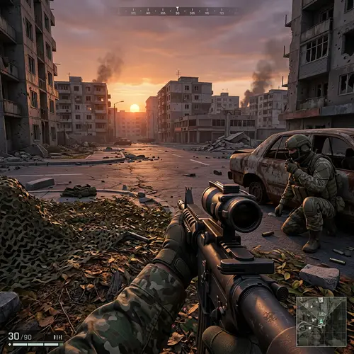 Intense First-Person Shooter Scene | Tactical Gear Soldier