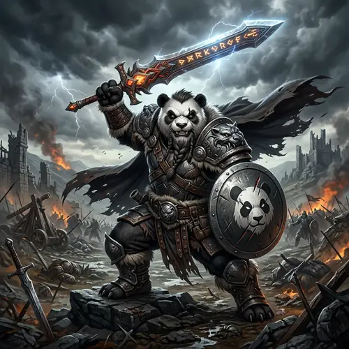 Panda Human Warrior Pose | Fantasy Art Image