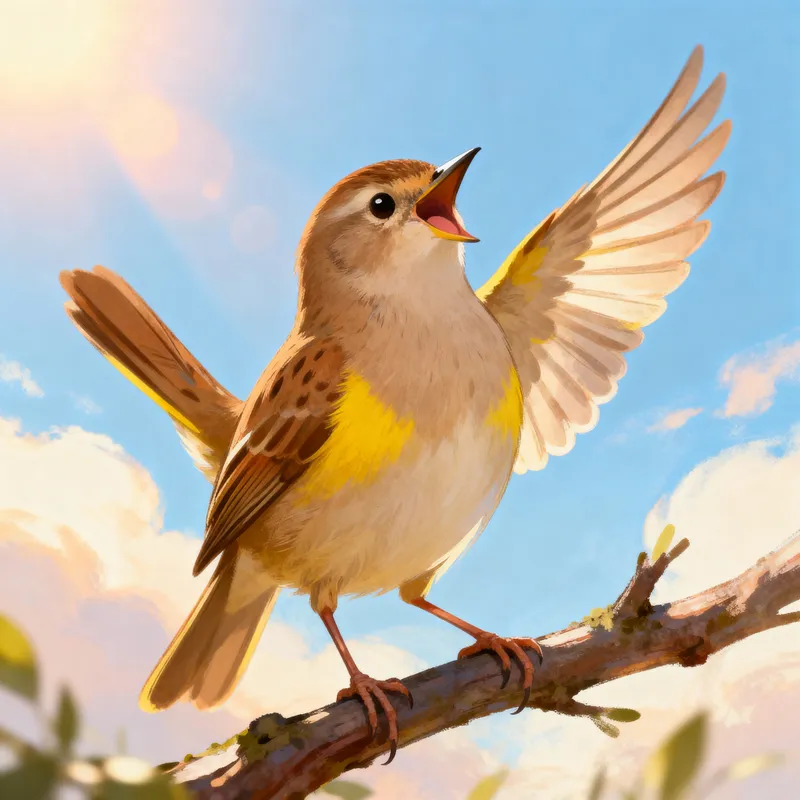 Joyful Nightingale Under the Sky