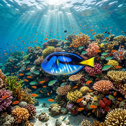 Vibrant Underwater Ecosystem with Colorful Fish and Corals