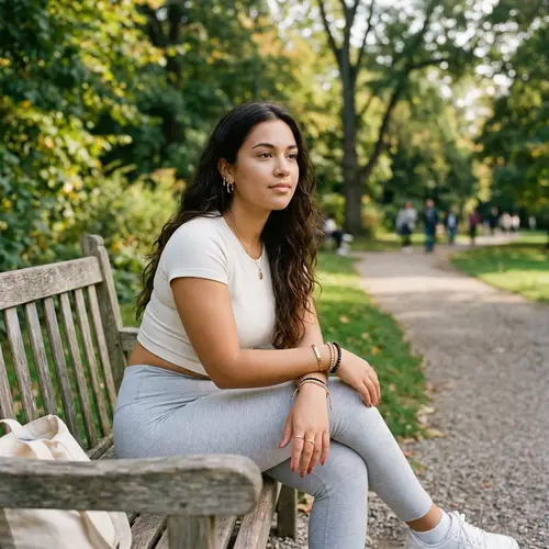 Young Woman Relaxing on a Park Bench