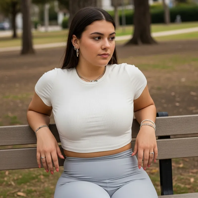 Young Woman Relaxing on a Park Bench Young Woman Relaxing on a Park Bench