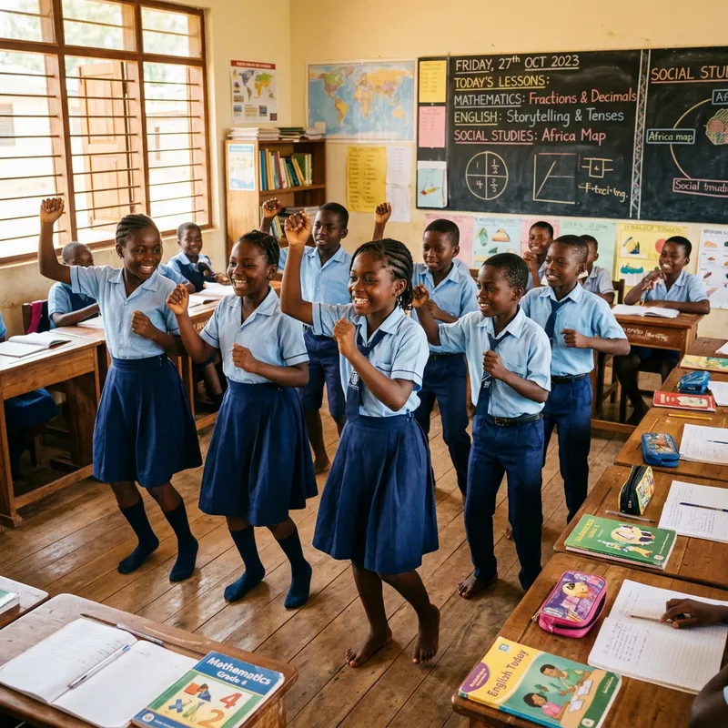 African School Kids Dancing in Classroom Uniforms African School Kids Dancing in Classroom Uniforms