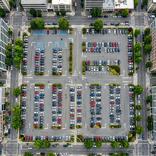 Intricate Urban Parking Lot Design Overview