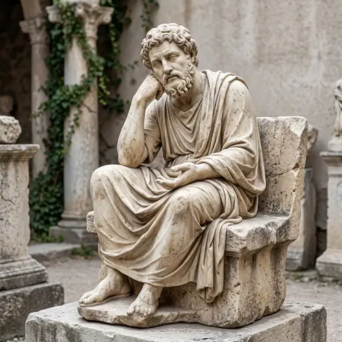 Ancient Man Sculpture: Don’t Care Pose