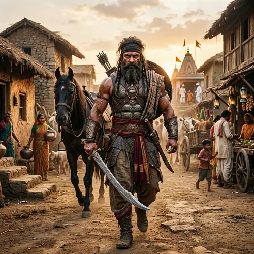 Muscular Vigilante Character in Traditional Armor | Outlaw Style