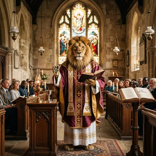 Lion as a Church Priest - Unique Concept Art