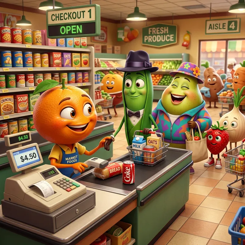 Fantastical Pixar Style Supermarket Checkout Animation