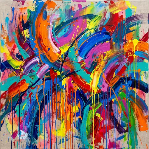 Vivid Abstract Brushstrokes & Drips Art
