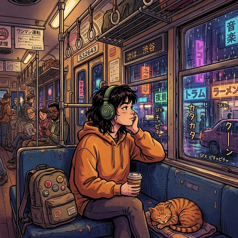 Lofi Hip Hop Tram Ride Comic Style