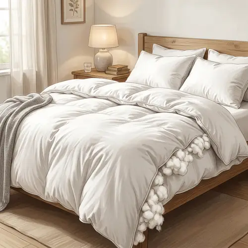 Luxurious White Bedsheet with Cotton Stuffing