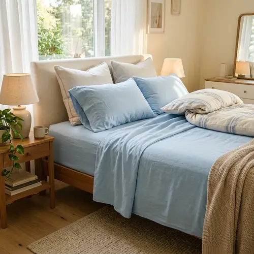 Luxury Light Blue Bed Sheets for Cozy Sleep