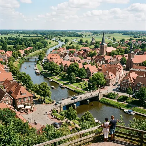 Idyllic View of Weener, Germany: Architecture, River Ems & Serene Atmosphere