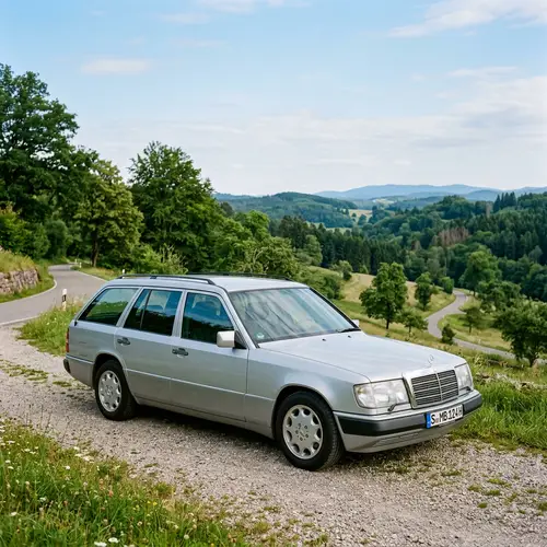 Classic Mercedes W124 Wagon in Scenic Setting