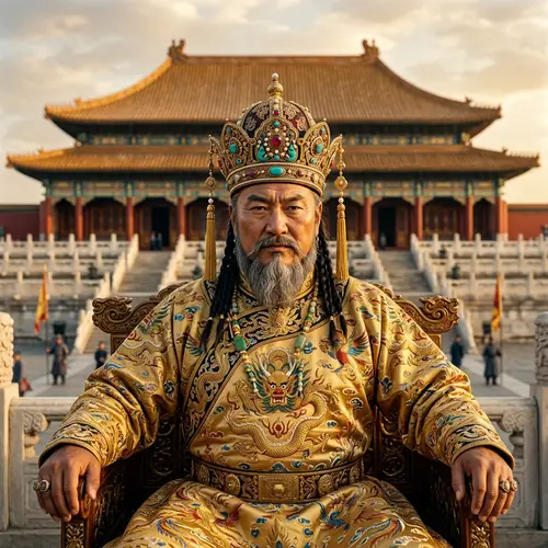 Regal Portrait of Genghis Khan: A Wise Emperor