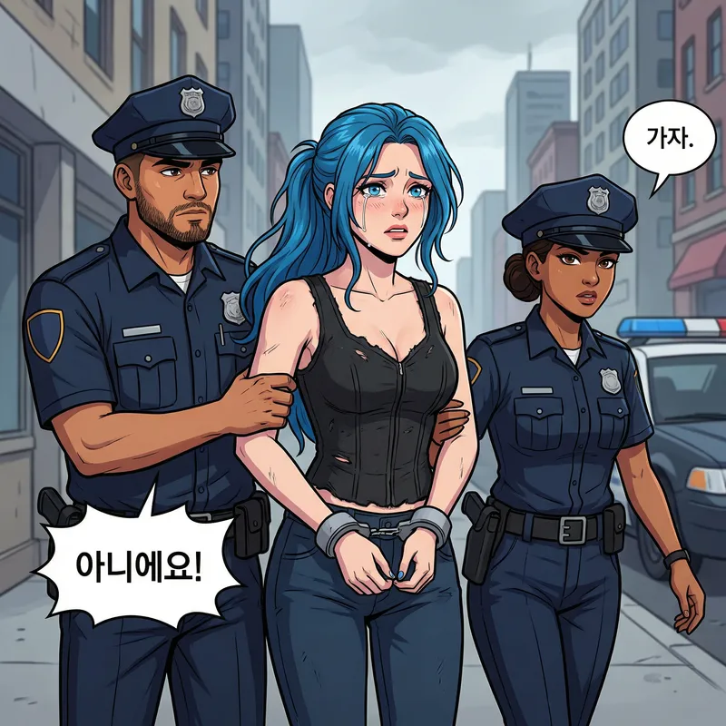 Manhwa Scene: Distressed Woman Arrested Manhwa Scene: Distressed Woman Arrested