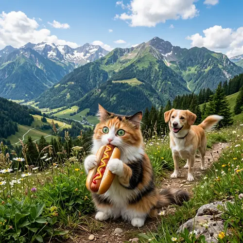 Mountain Cat Eats Dog: Humorous Encounter in Nature