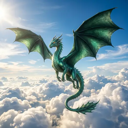 Majestic Dragon in Flight: Ethereal Beauty Among Clouds