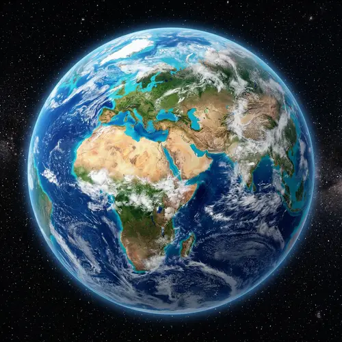 Earth from Space: Vibrant Blue, Green & White Hues