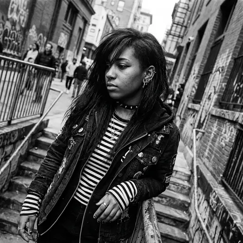 Hyper Realistic Portrait of an Emo Girl in B&W