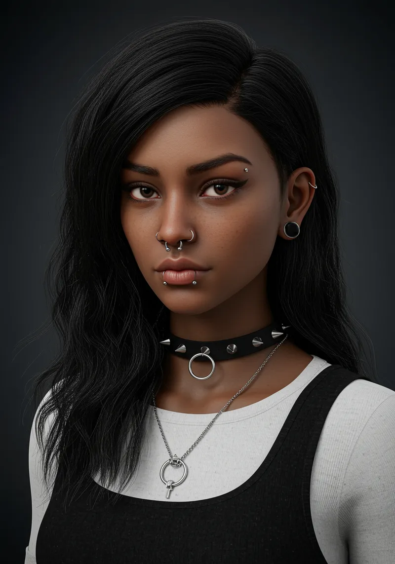 Hyper Realistic Portrait of an Emo Girl in B&W Hyper Realistic Portrait of an Emo Girl in B&W