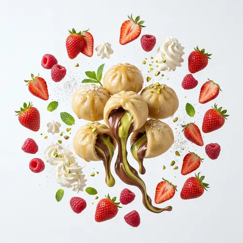 Floating Dumplings and Whipped Cream - Decadent Visual Delight