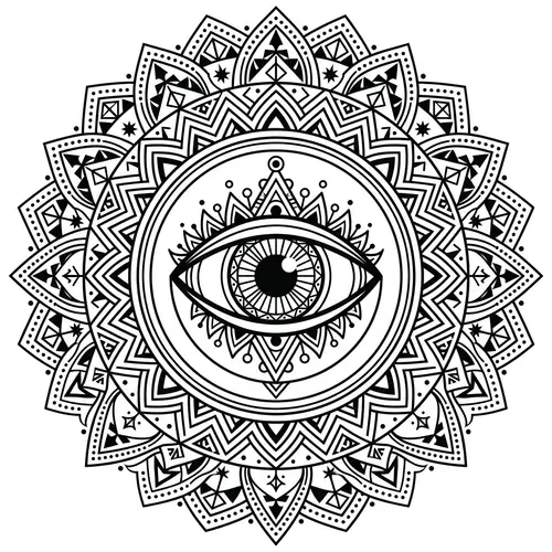 Original Geometric Mandala Design with Eye Center