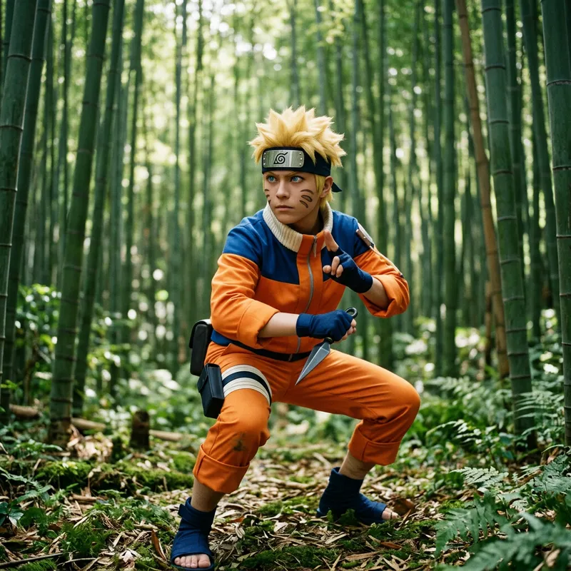 Fantasy Portrait of Naruto in Bamboo Forest | Ninja Anime Art