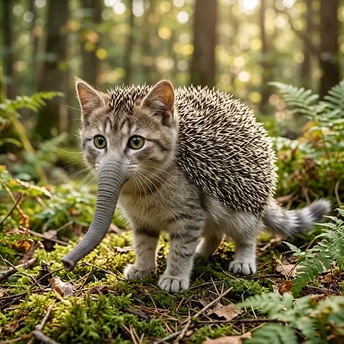 Unique Cat with Elephant Nose and Hedgehog Skin