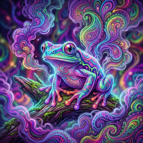 Trippy Frog Art: Psychedelic Neon Colors & Smoke | Website