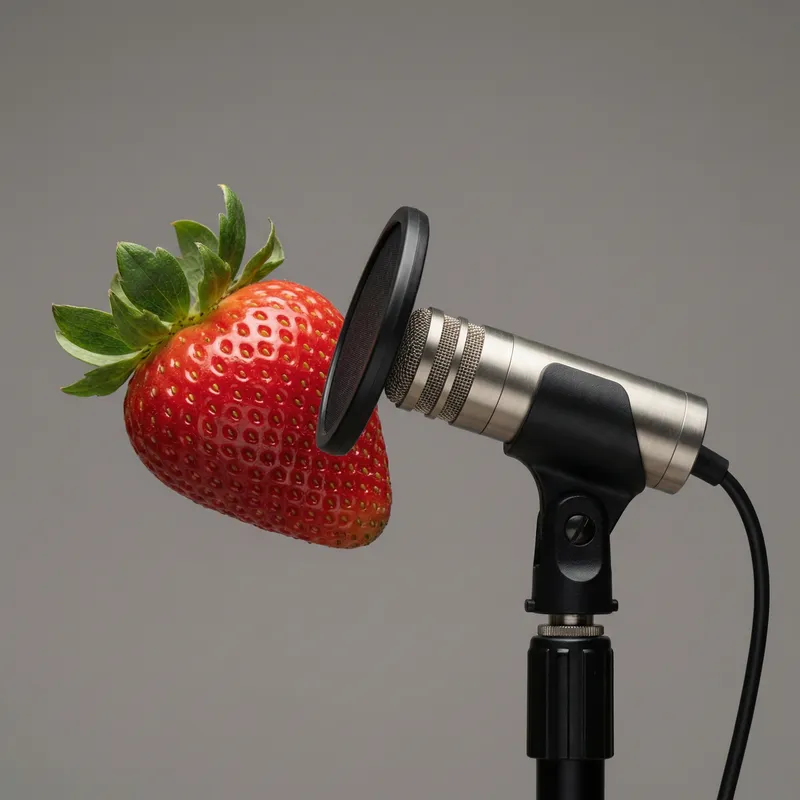 Ripe Strawberry & Microphone: Sweet Speech Setup