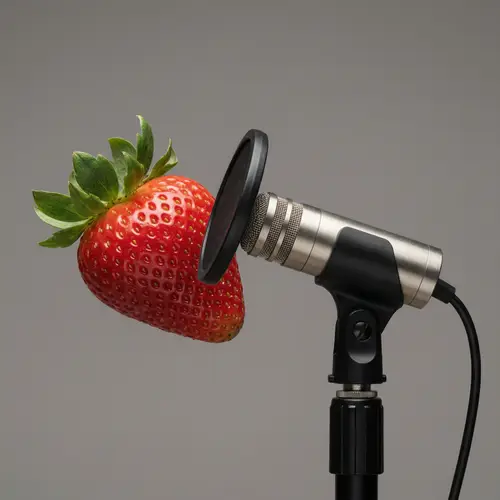 Ripe Strawberry & Modern Microphone: Sweet Speech Setup