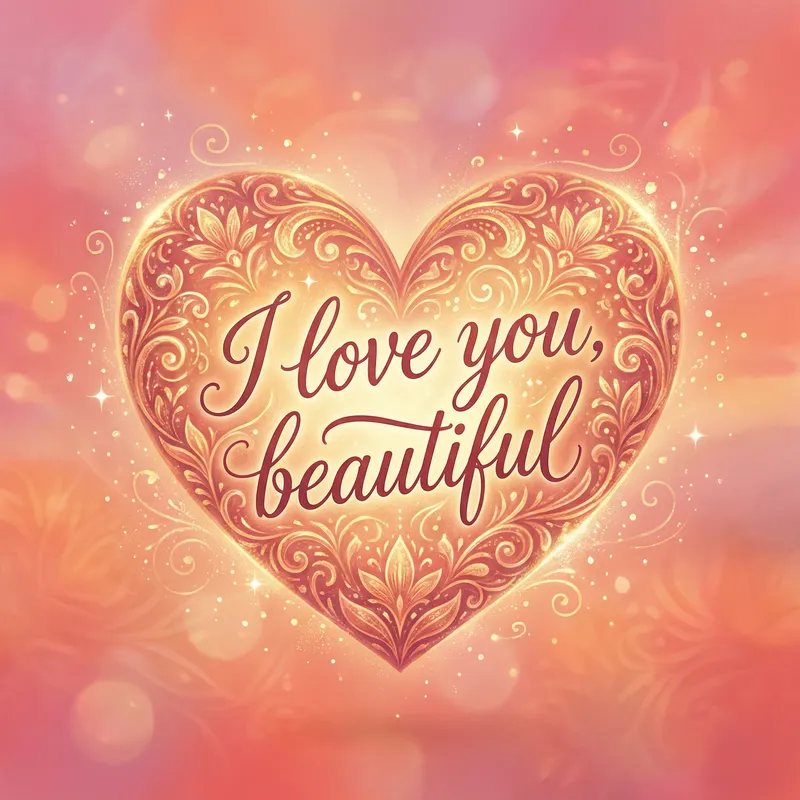 Lovely Heart Illustration - I Love You, Beautiful