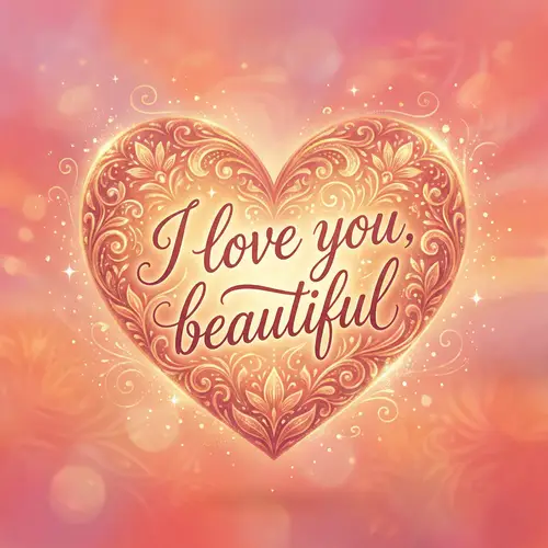Lovely Heart Illustration - I Love You, Beautiful