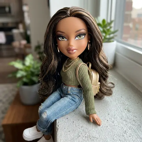 Stunning Lightskin Bratz Doll with Green Gold Eyes