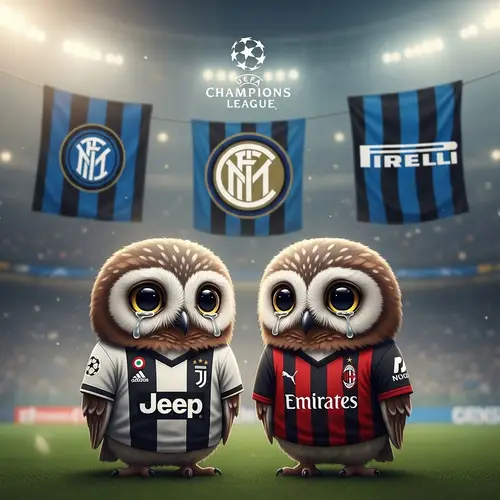 Two Crying Owls in Soccer Jerseys