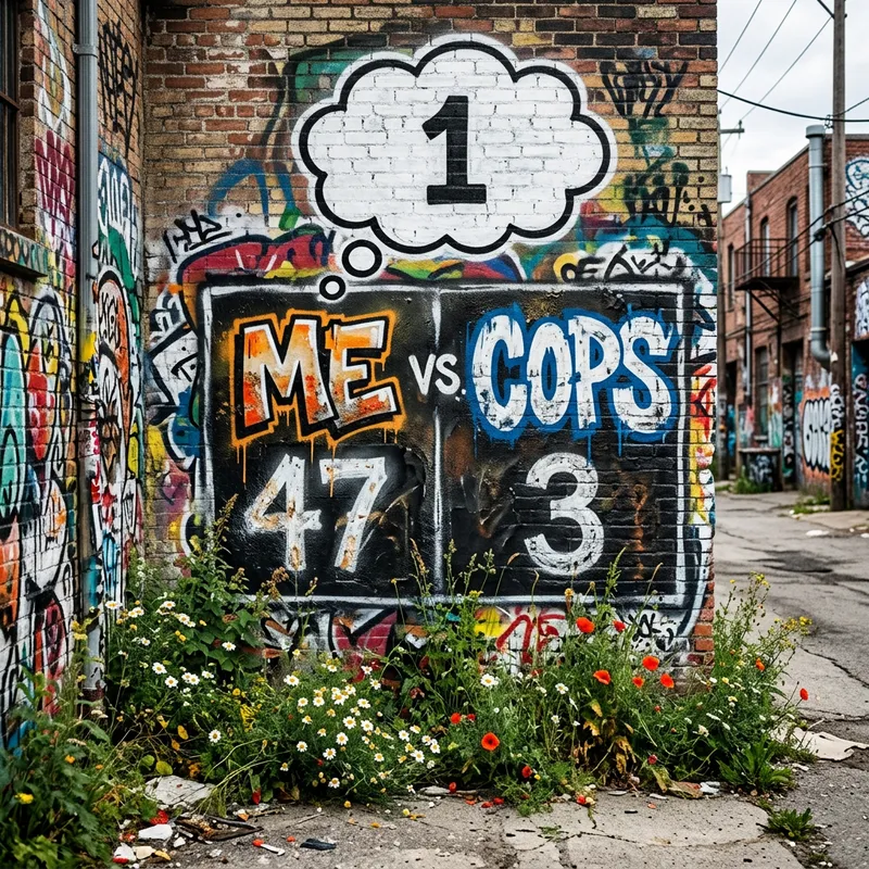 Urban Graffiti Art: Me- 47, COPS- 3, One in Mind