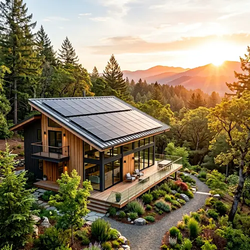 Modern House with Solar Panels and Scenic Views
