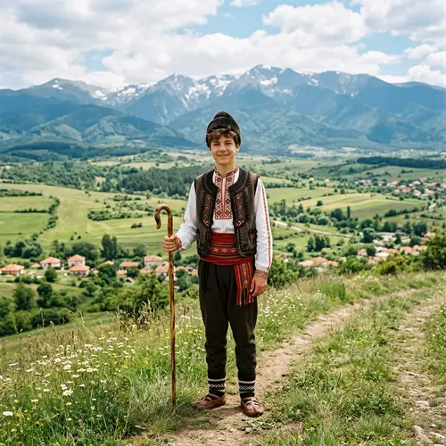 Traditional Bulgarian Teenager | Scenic Countryside View