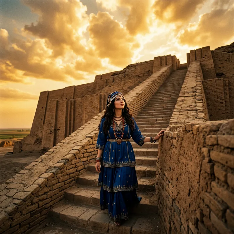Chaldean Princess Ascending Assyrian Ziggurat | Heavenly Reach