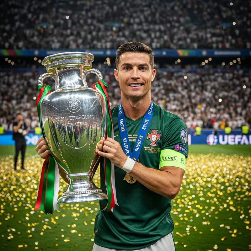 Ronaldo with the European Cup Trophy