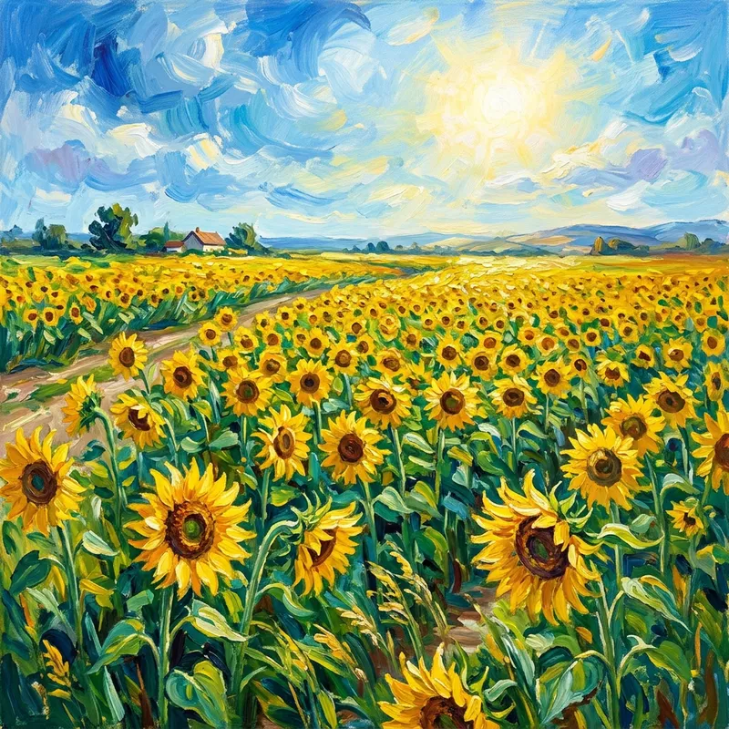 Stunning Sunflower Fields in Impressionist Art Stunning Sunflower Fields in Impressionist Art