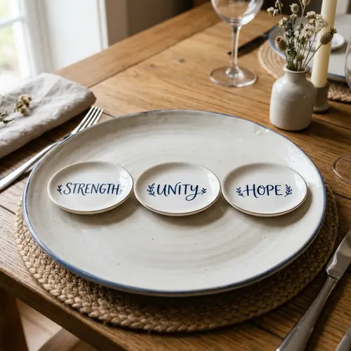 Plate with Three Worded Plates Displayed