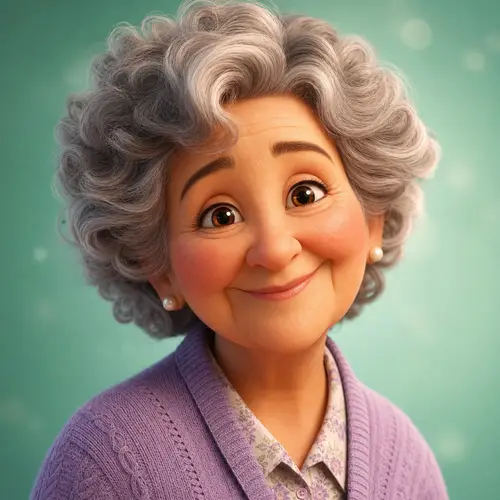 3D Pixar-Style Animated Grandmother Character Render