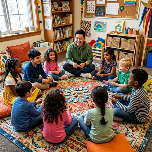 Diverse Children's Group Engaged in Unity Activity