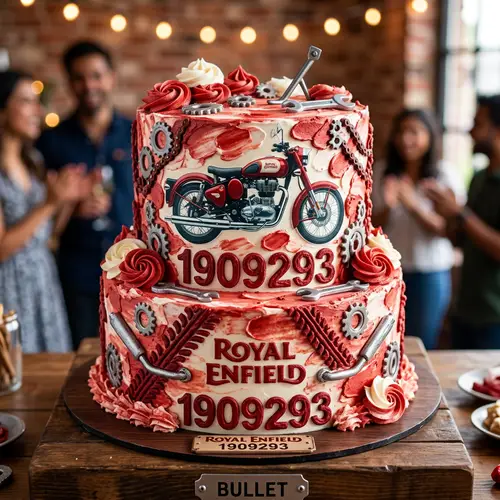 Bullet Bike Themed Red Cake Design