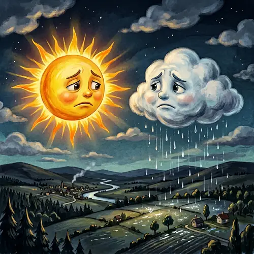 Sun and Cloud: A Friendly Conversation in Radiant Colors